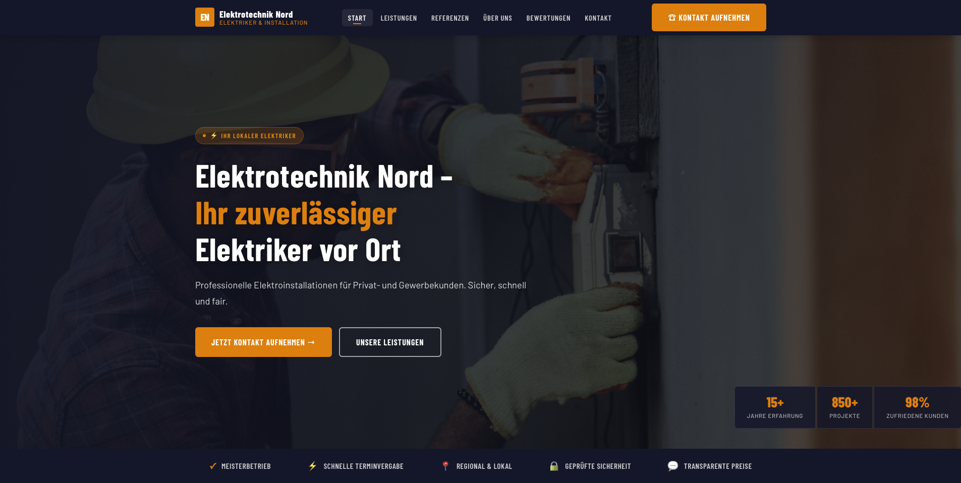 Startseite der Referenz Elektrotechnik Nord