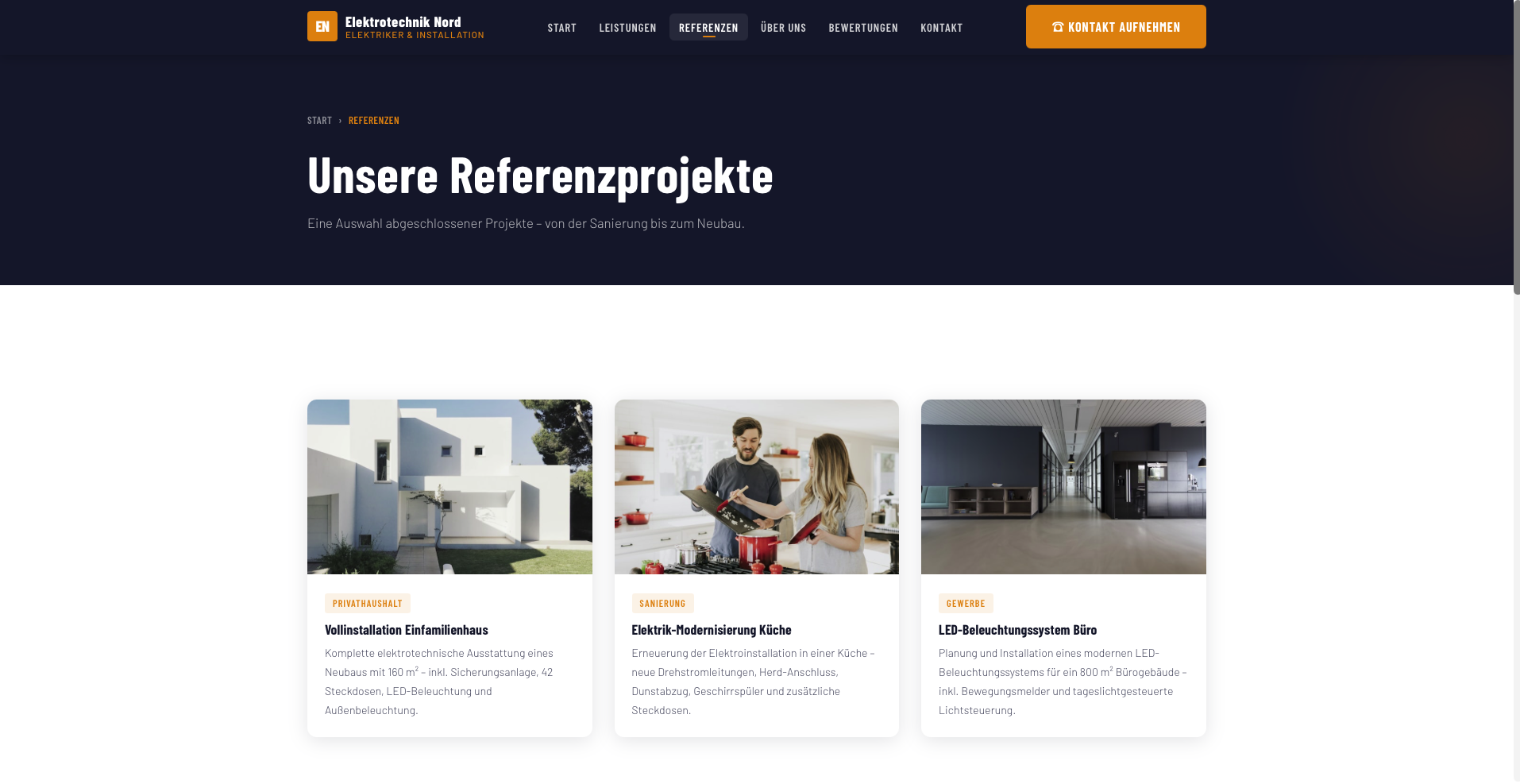 Referenzübersicht der Referenz Elektrotechnik Nord