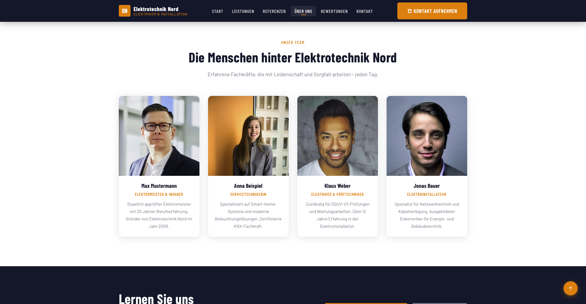 Team-Bereich der Referenz Elektrotechnik Nord