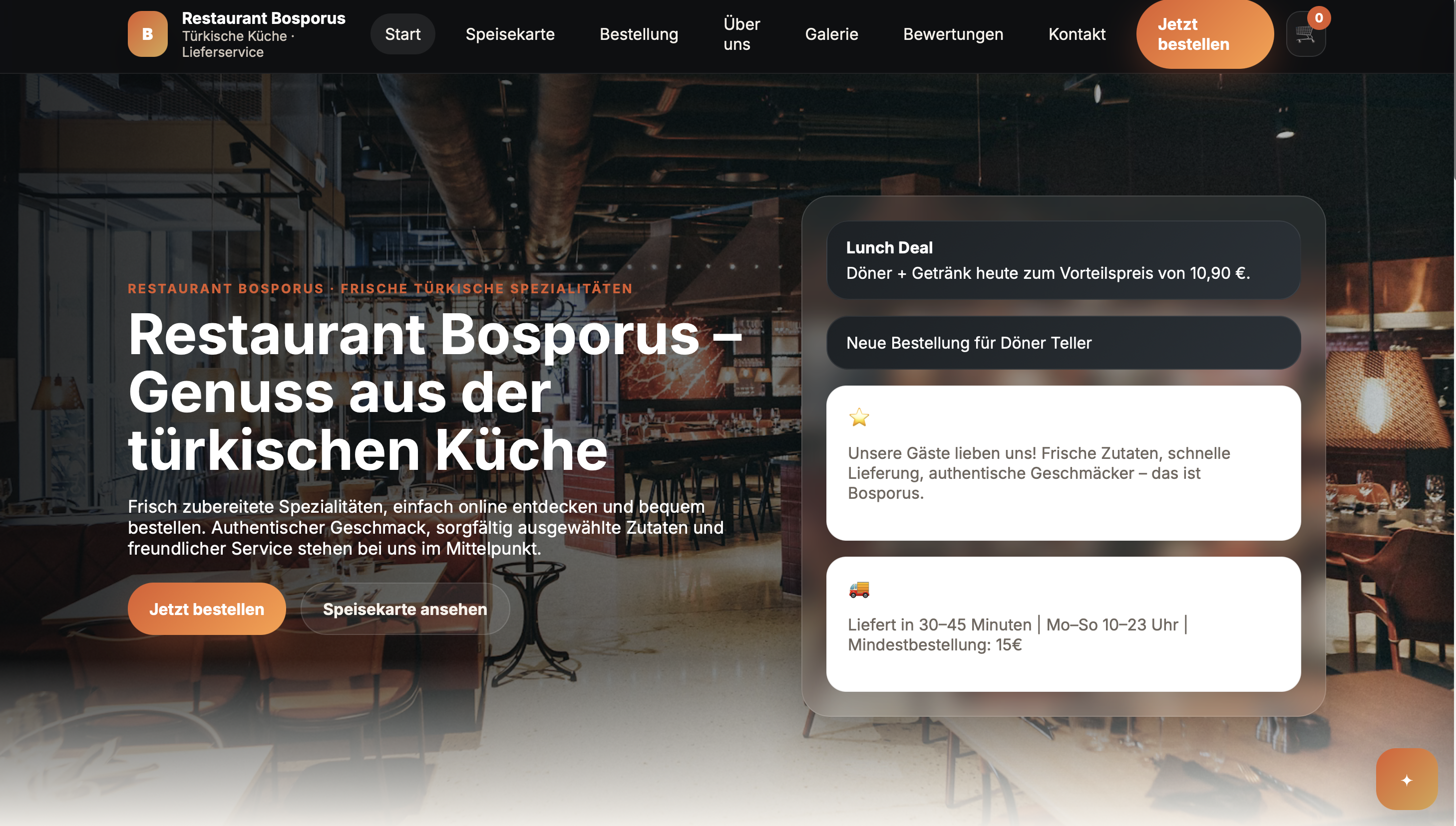 Startseite der Referenz Restaurant Bosporus